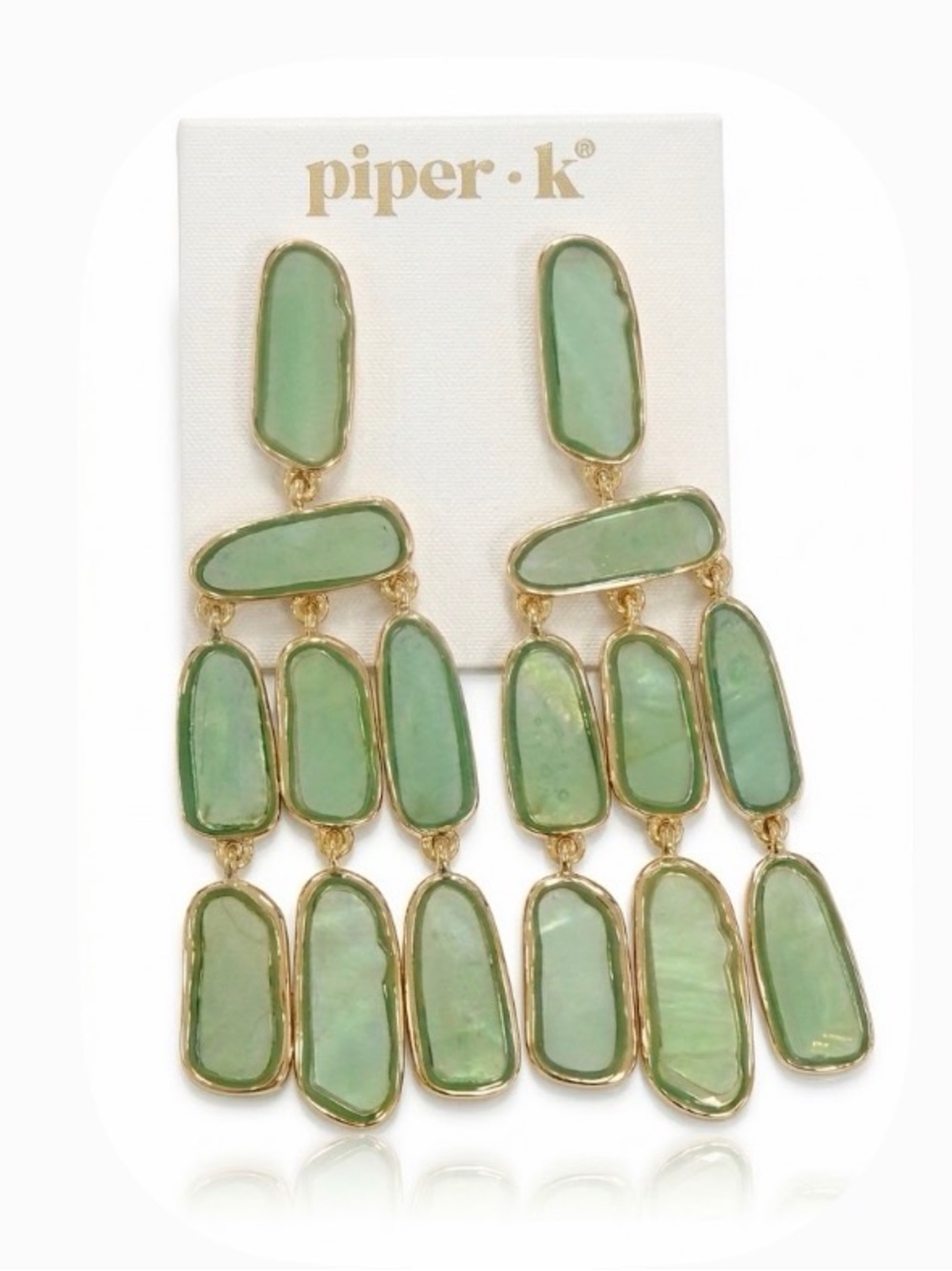 NWT ⚜️💚⚜️ Piper K Pastel Green Stones Drop Earrings